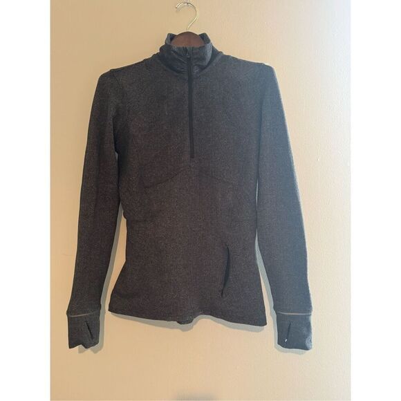 Lululemon Size 8 Black Kanto Catch Me Herringbone 1/4 Zip Long Sleeve Jacket - Picture 2 of 10